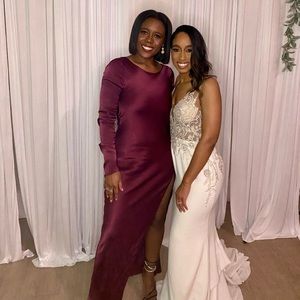 Bardot River Bias Dress in Burgundy